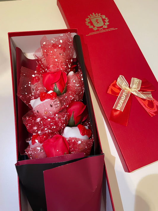 Kitty Kawaii Red Rose Christmas Valentines Bouquets