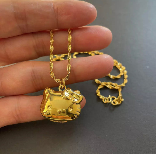 Kitty Kawaii Locket 24K Gold & Silver Necklaces