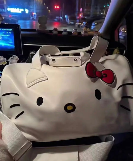 Kitty Kawaii White Duffle Travel Gym Bag